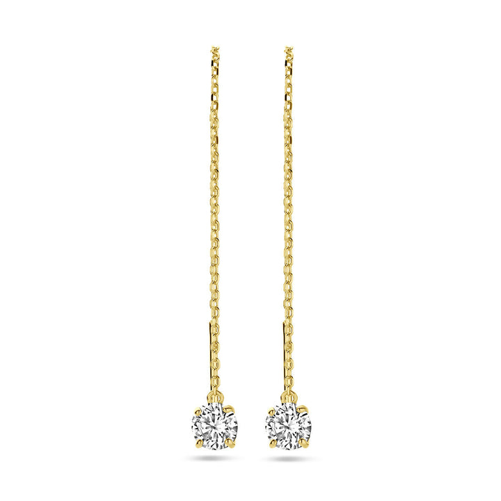 pull-through earrings zirconia 14K yellow gold
