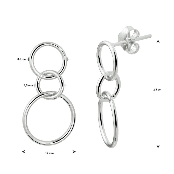 round silver rhodium plated earrings
