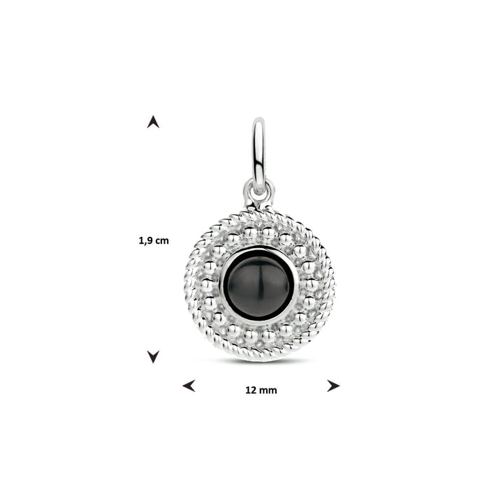 hanger rond onyx zilver gerhodineerd