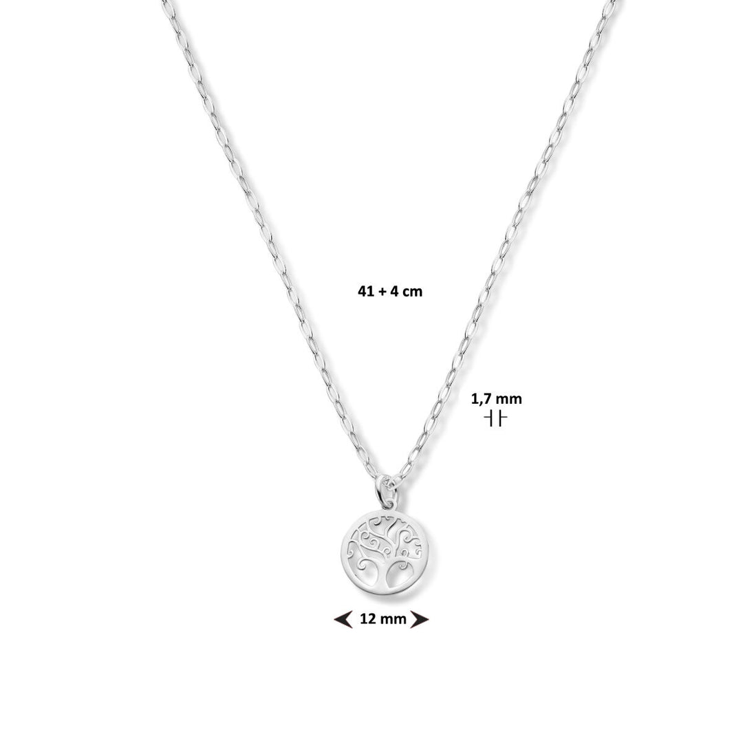 tree of life necklace 41 + 4 cm silver rhodium plated