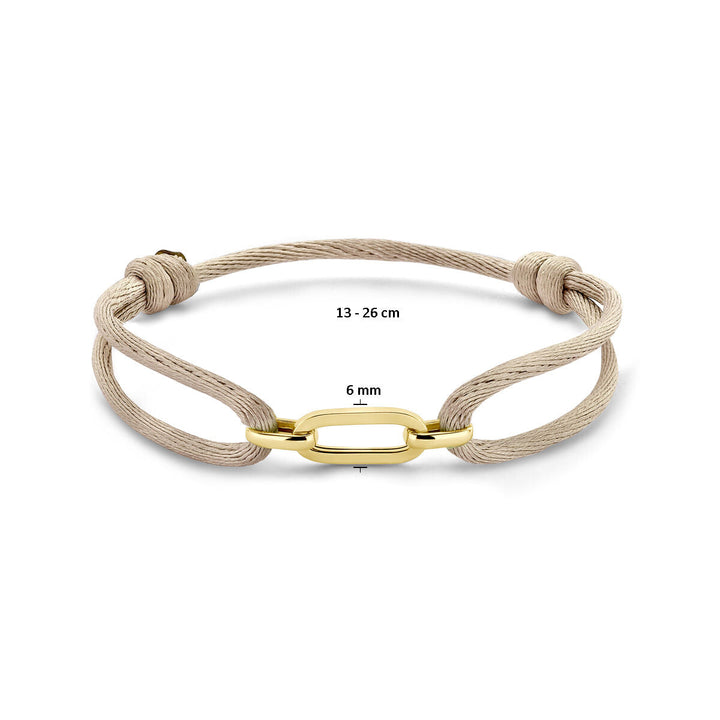 bracelet satin beige 13 - 26 cm 14K gold with rubber/nylon/leather
