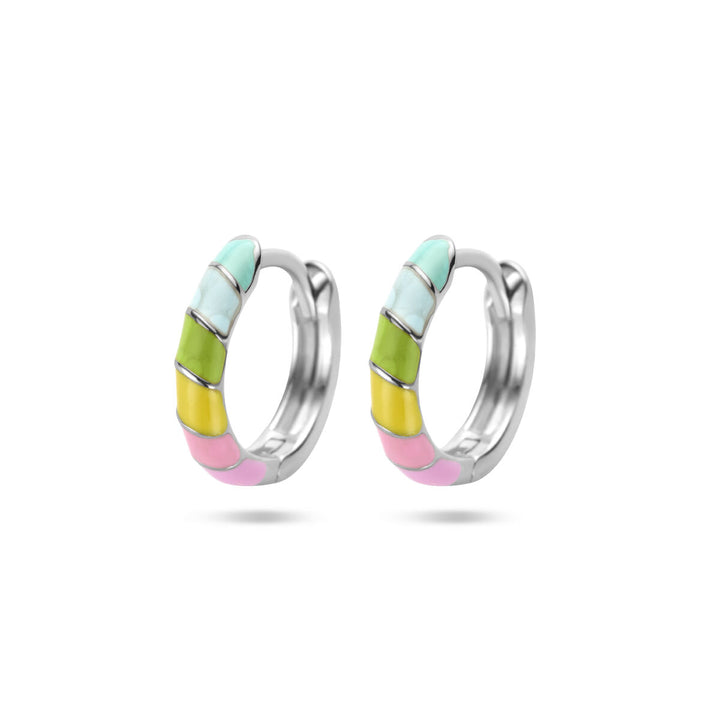 drop earrings enamel silver rhodium plated