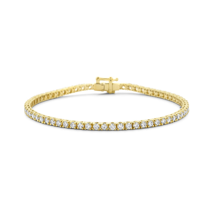 tennis bracelet lab grown diamond 3.00ct g si 2.7 mm 17.5 cm 14K yellow gold