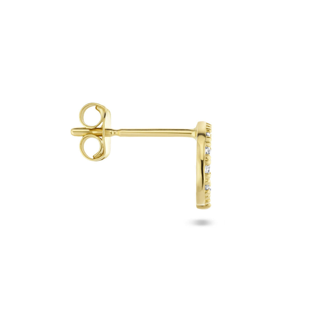 ear stud letter zirconia per piece silver rhodium plated