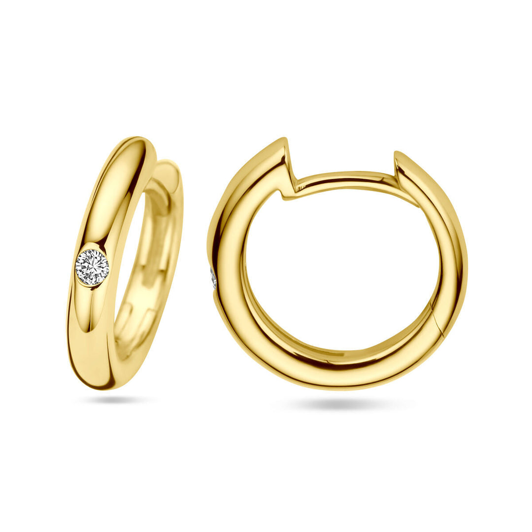 drop earrings diamond 0.04ct (2x 0.02ct) h si 14K yellow gold