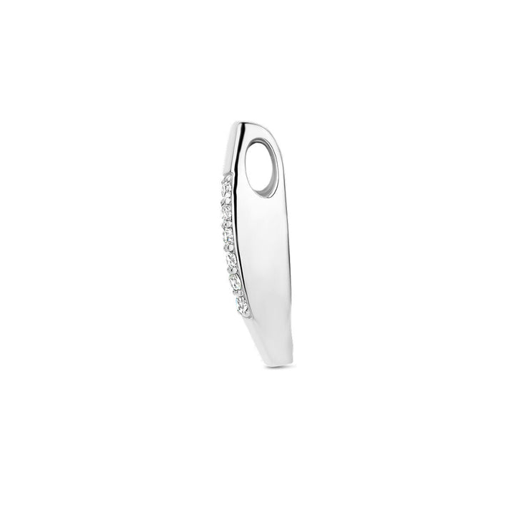 pendant zirconia scratched silver rhodium plated