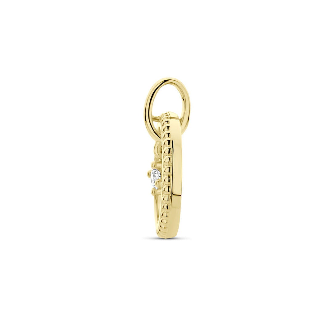 pendant circle diamond 0.06ct h si 14K yellow gold