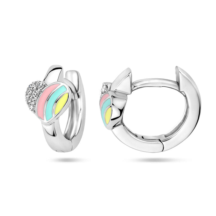 drop earrings heart and zirconia silver rhodium plated