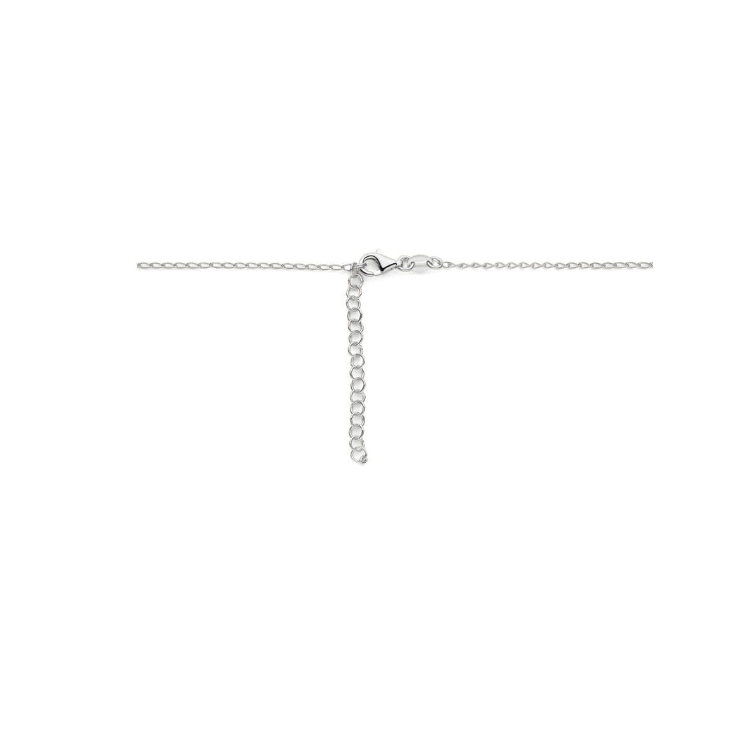 Silver ladies necklace with heart and lock rhodium plated