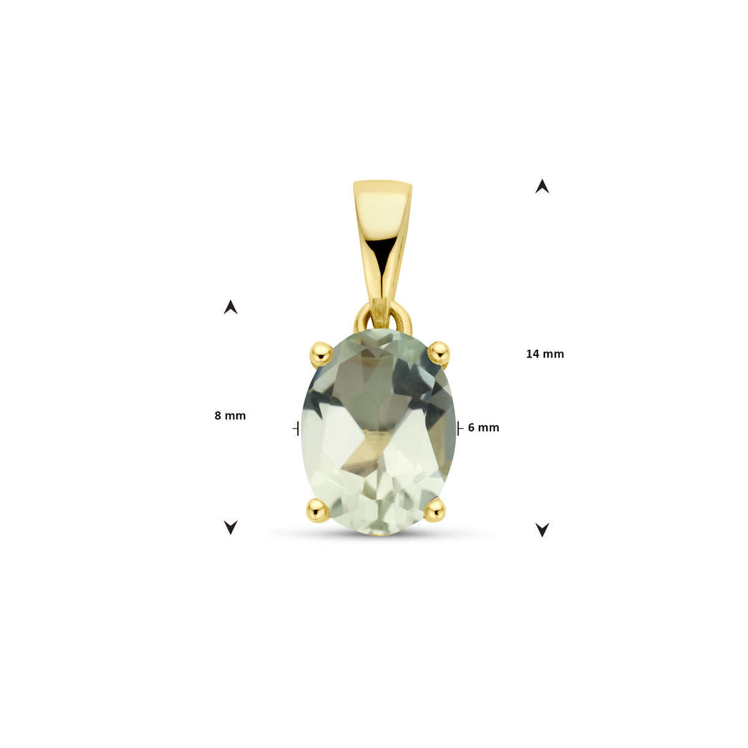 pendant green amethyst 14K yellow gold