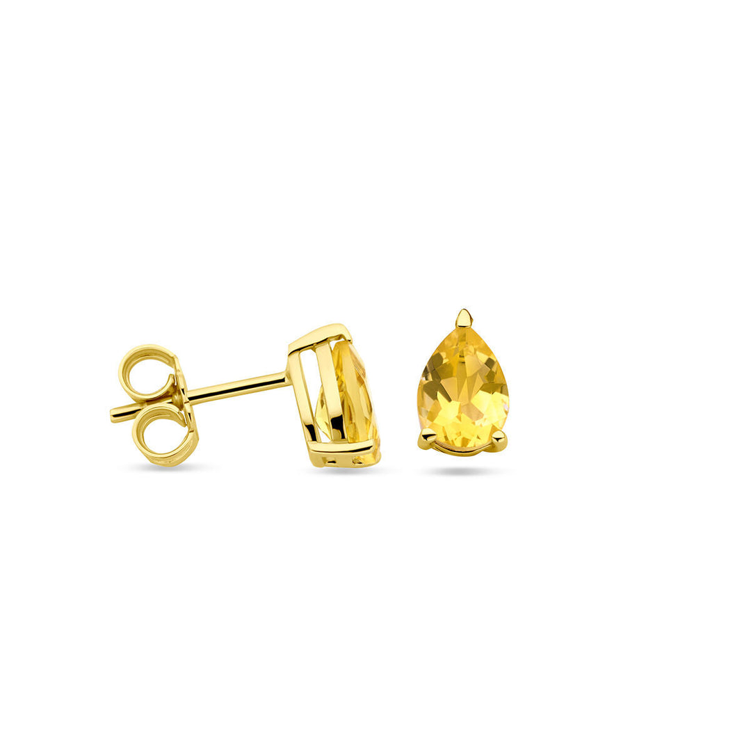 oorknoppen citrien 14K geelgoud