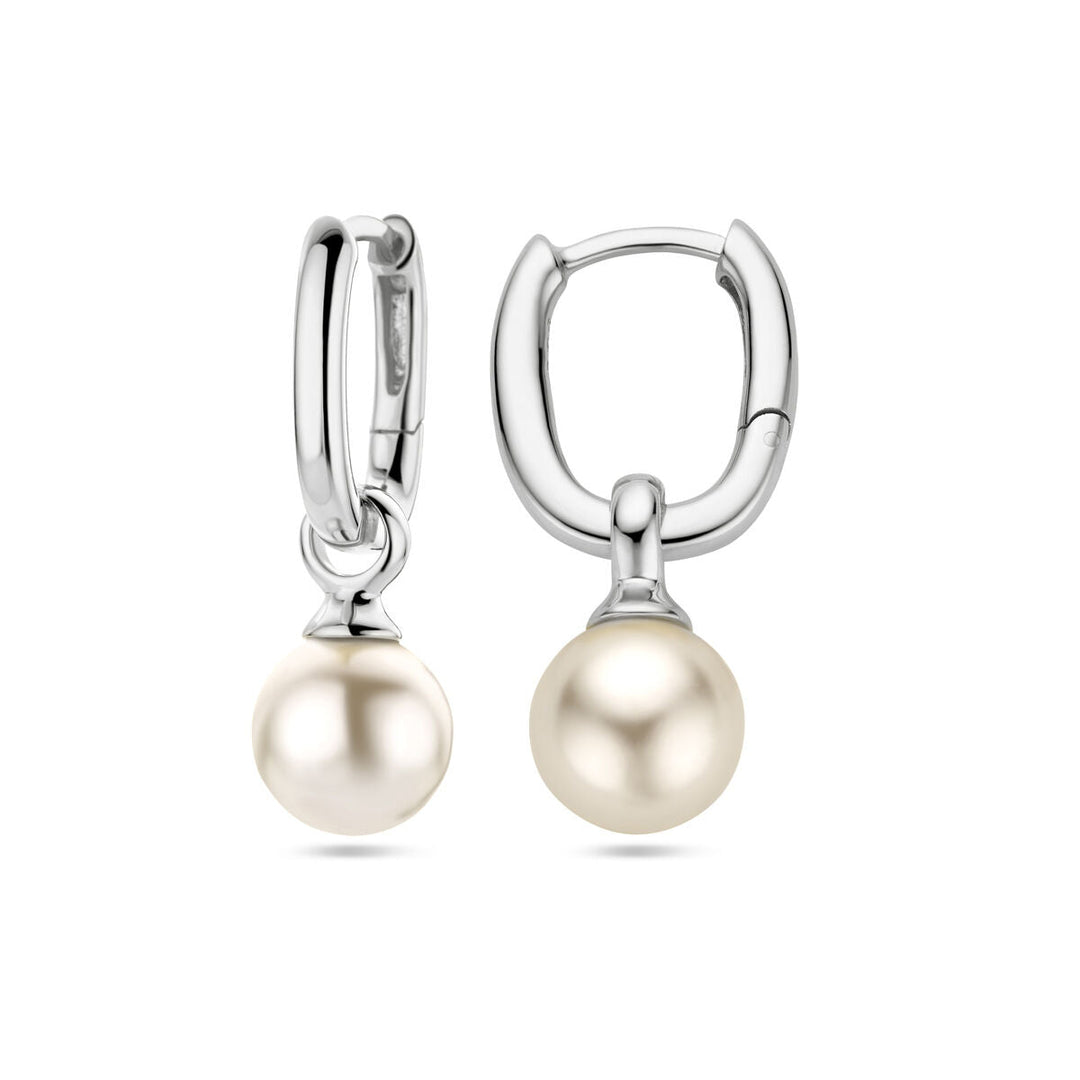 earrings synth. pearl silver rhodium plated