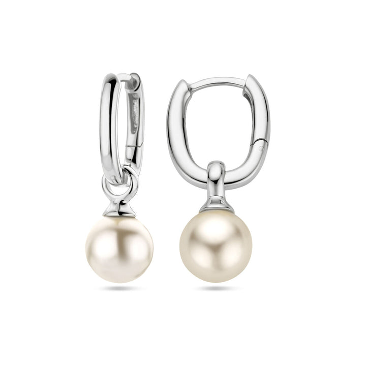 earrings synth. pearl silver rhodium plated
