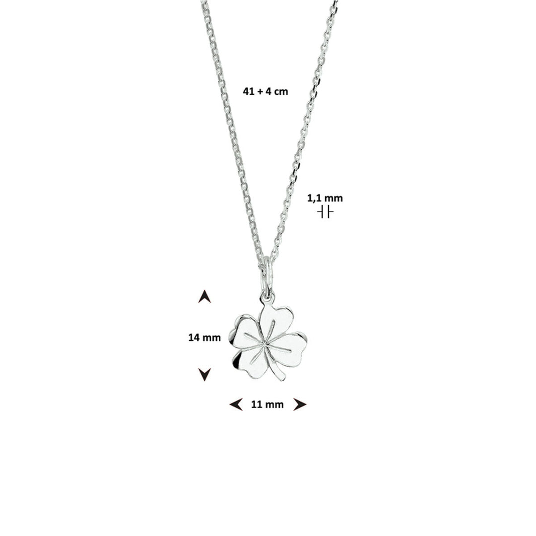 necklace clover 41 + 4 cm silver white