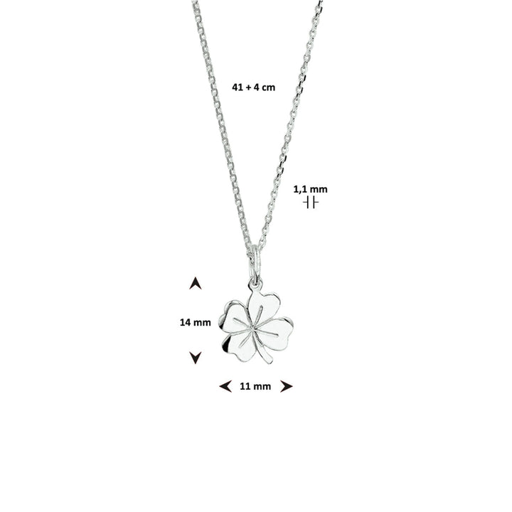 necklace clover 41 + 4 cm silver white