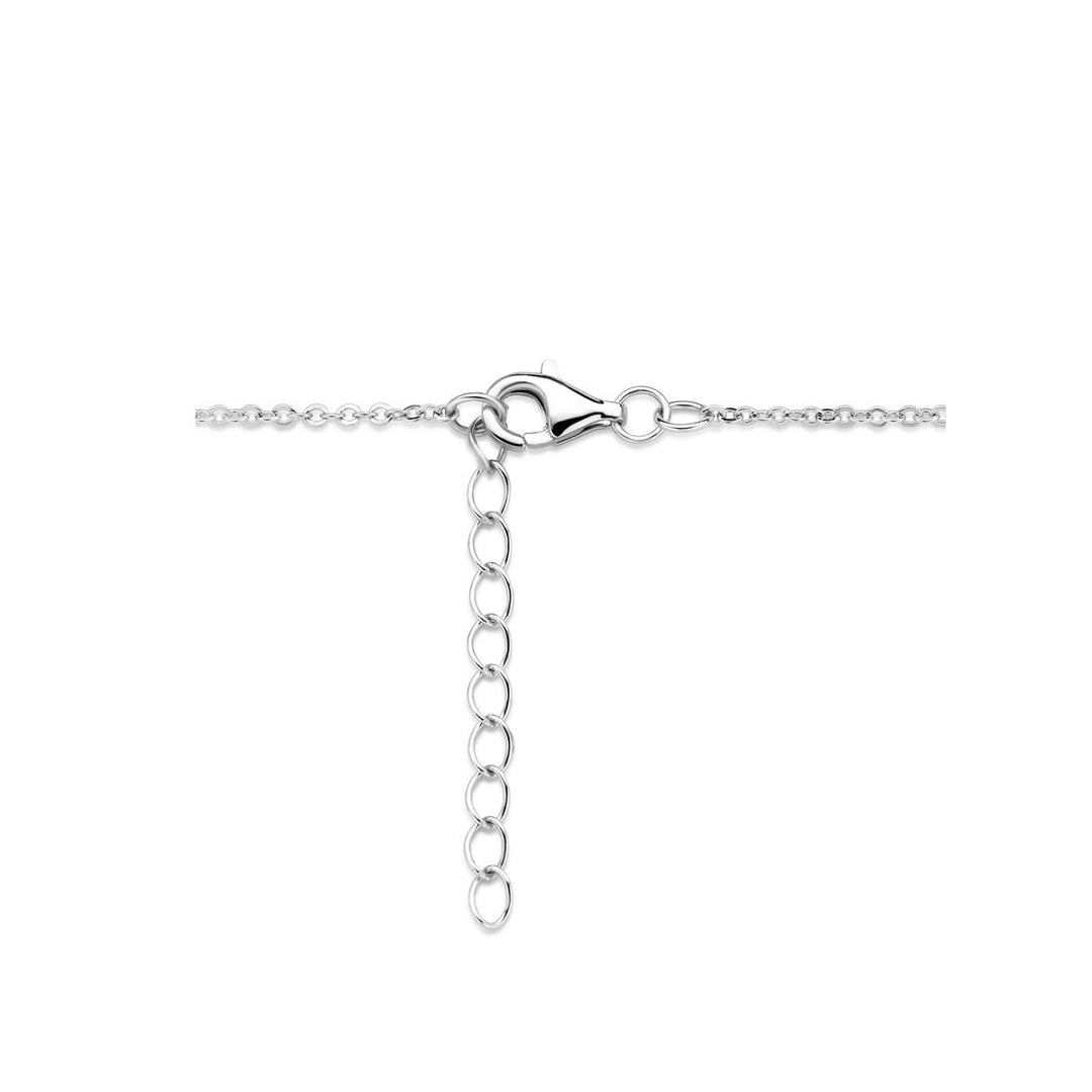 Zilveren ketting dames hartjes zirkonia gerhodineerd