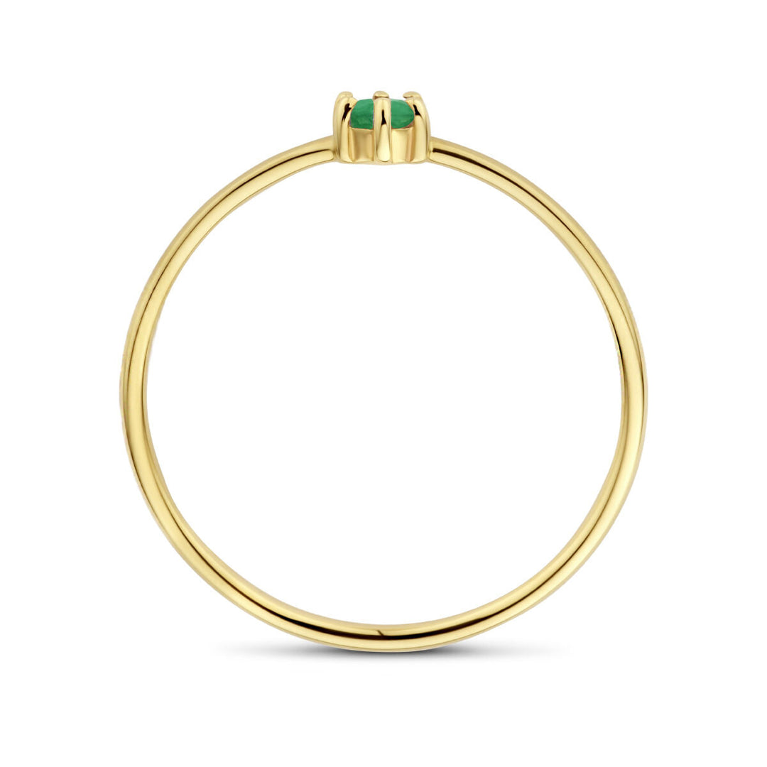 ring with birthstone emerald May 14K yellow gold