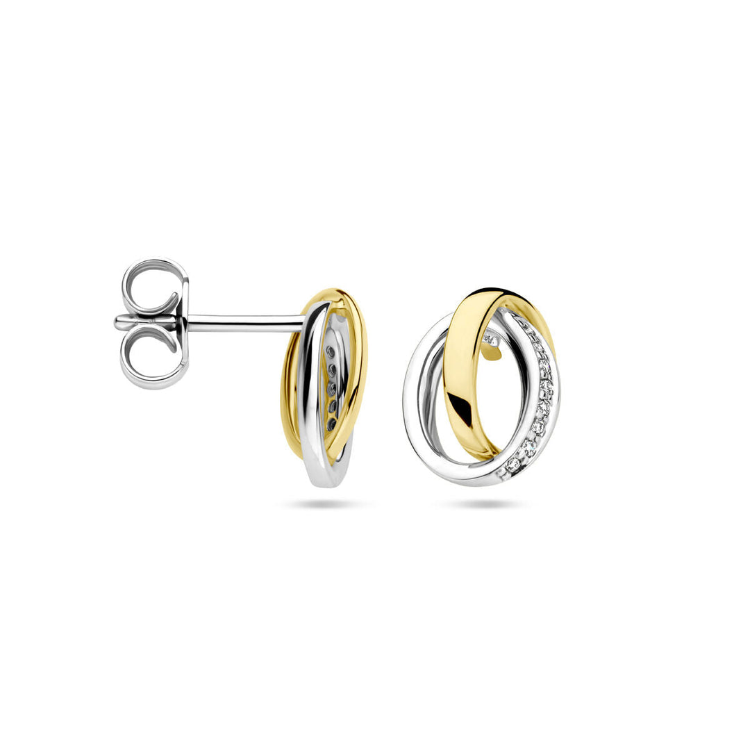 ear studs diamond 0.05ct (2x 0.025ct) h si 14K bicolor gold yellow/white