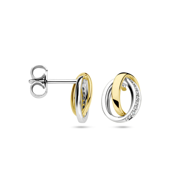 ear studs diamond 0.05ct (2x 0.025ct) h si 14K bicolor gold yellow/white