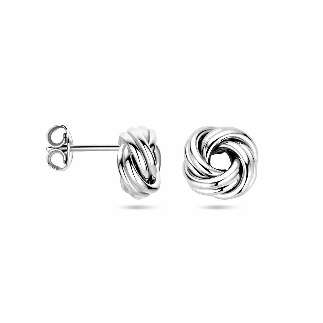 ear studs button silver rhodium plated