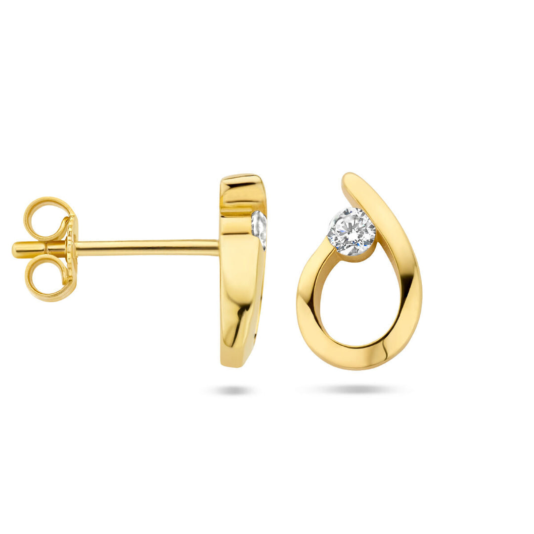 ear studs drop zirconia 14K yellow gold