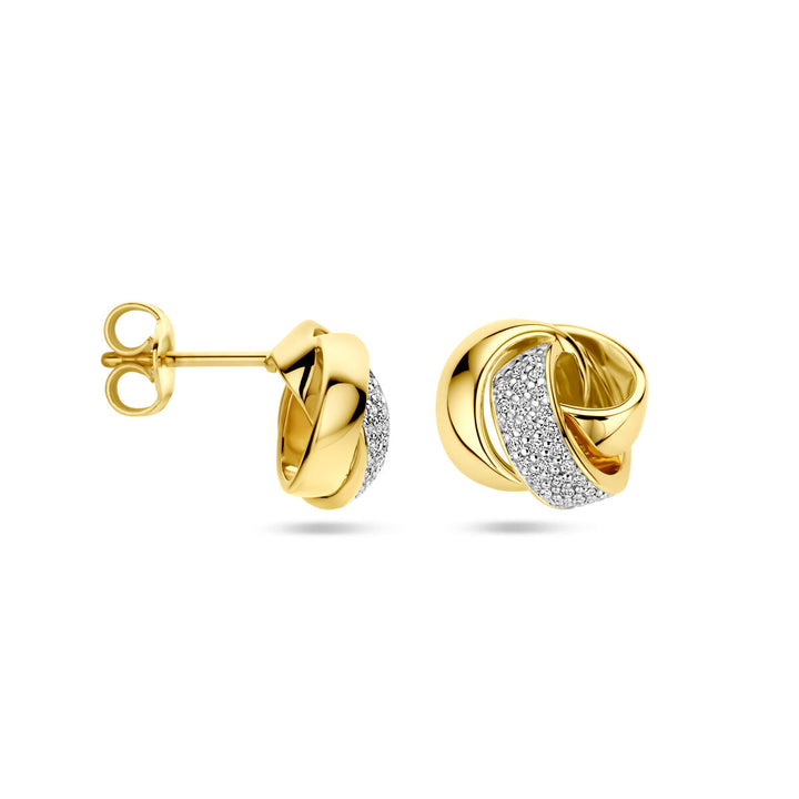 oorknoppen knoop diamant 0.19ct (2x 0.095ct) h si 14K geelgoud
