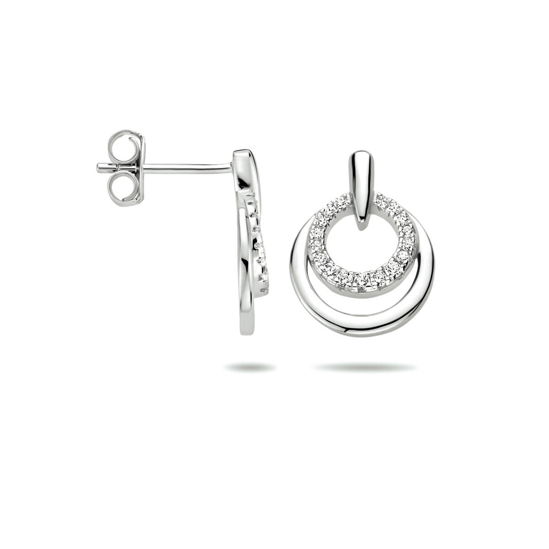 ear studs zirconia silver rhodium plated