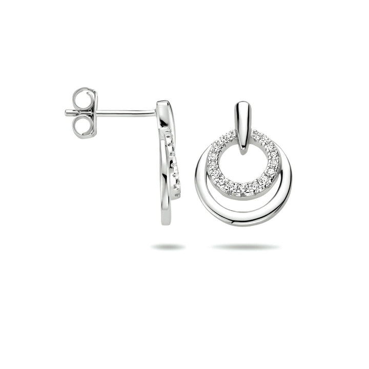 ear studs zirconia silver rhodium plated