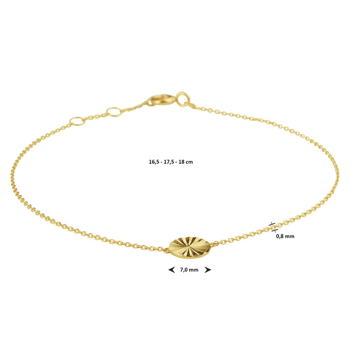 bracelet round 16.5 - 17.5 - 18 cm 14K yellow gold