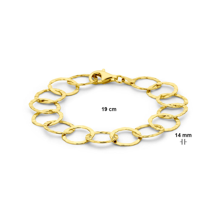 bracelet circles hammered 19 cm 3 micron silver gold plated (yellow)