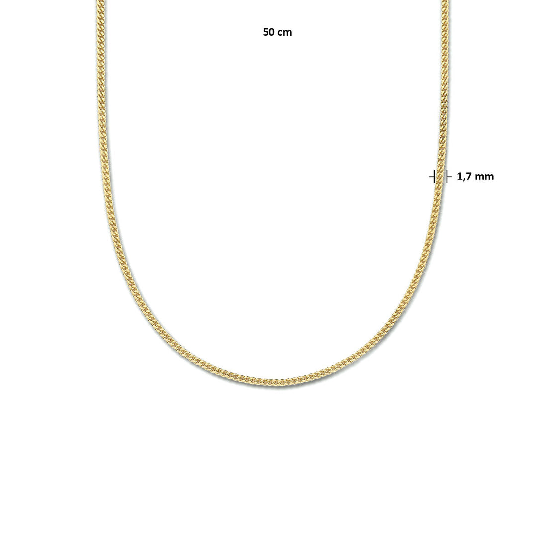 necklace gourmette 4-sided cut 1.8 mm 3 micron silver gold plated (yellow)