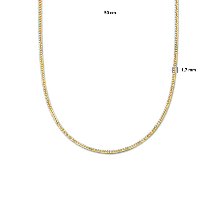 necklace gourmette 4-sided cut 1.8 mm 3 micron silver gold plated (yellow)