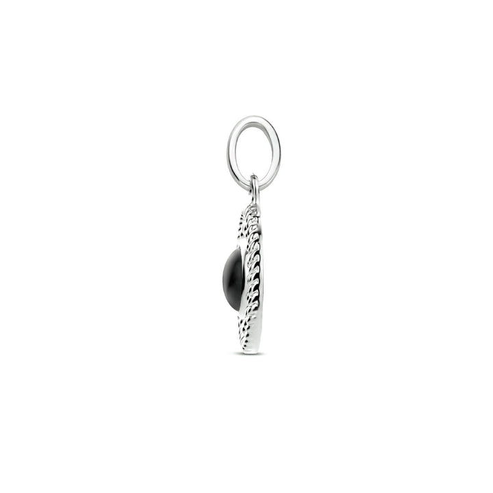 hanger rond onyx zilver gerhodineerd