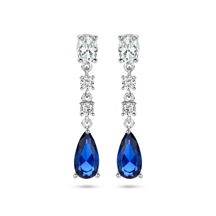 earrings sapphire colored zirconia silver rhodium plated