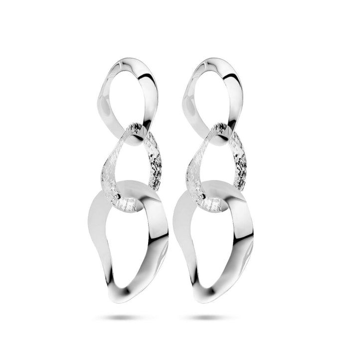 earrings oval poly/matte silver rhodium plated