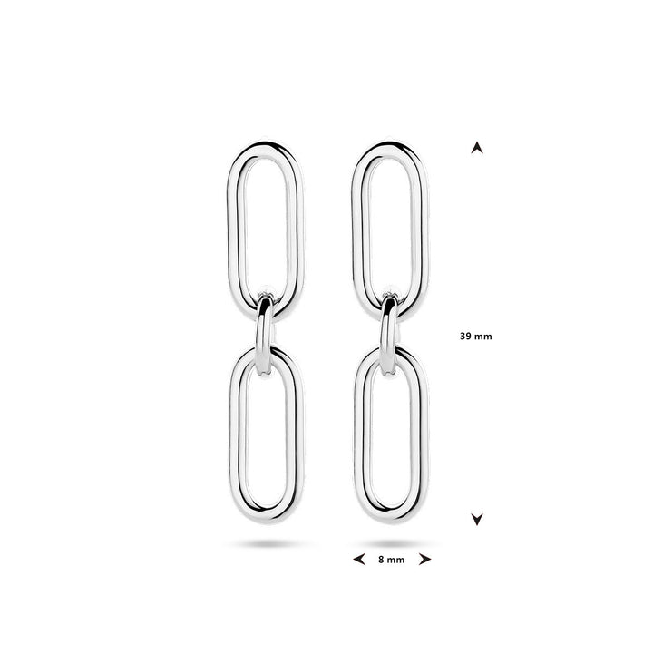 earrings paper clip round tube silver rhodium plated