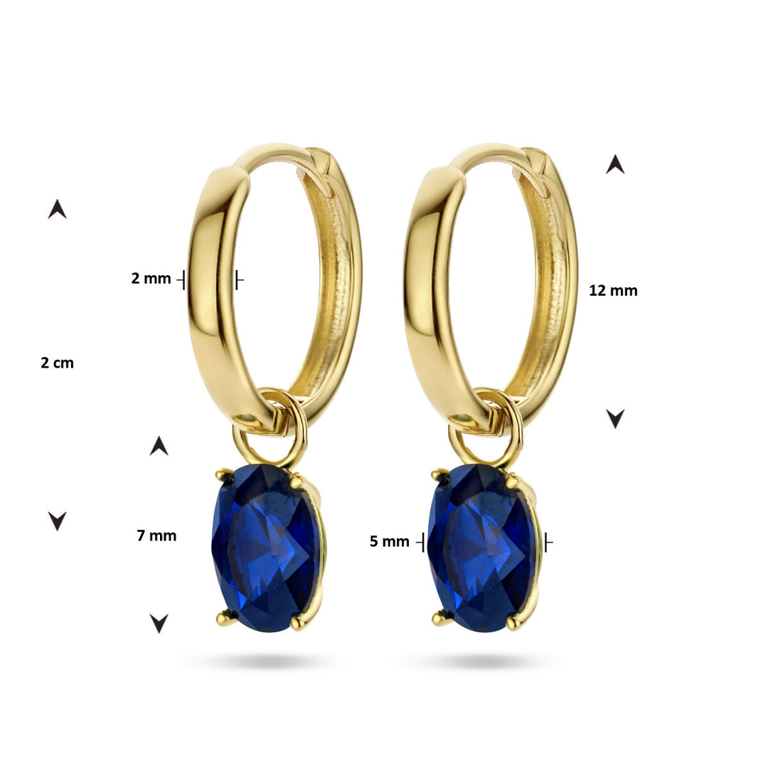 drop earrings blue zirconia 14K yellow gold
