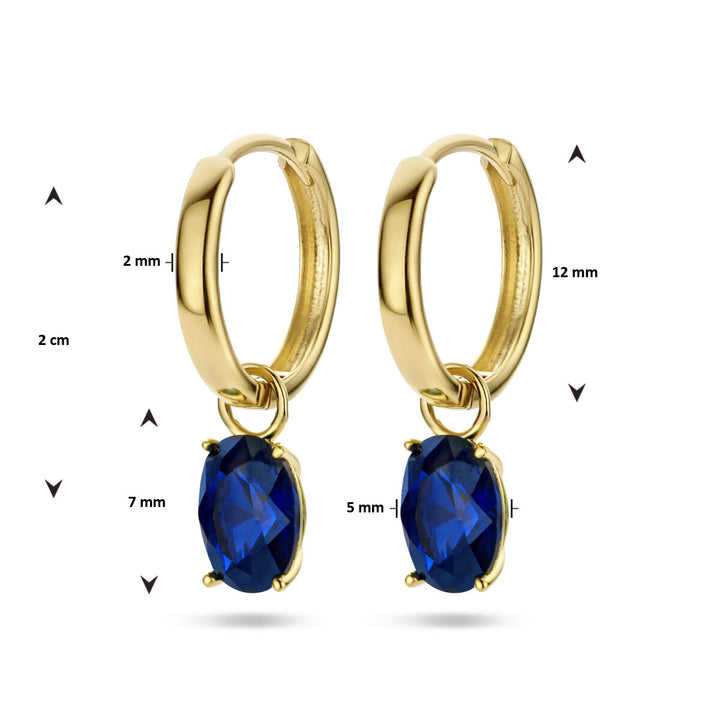 drop earrings blue zirconia 14K yellow gold