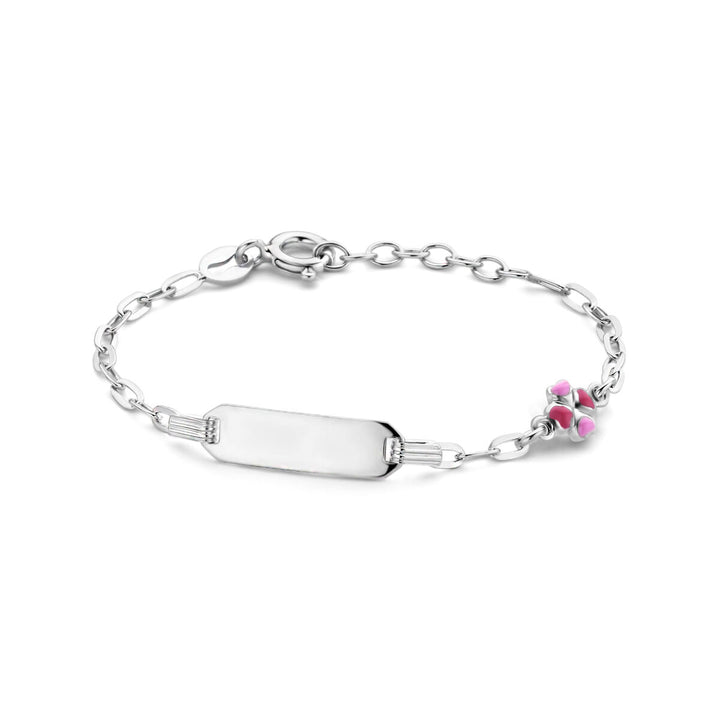 engraving bracelet clover plate 5.0 mm 11 + 2 cm silver rhodium plated