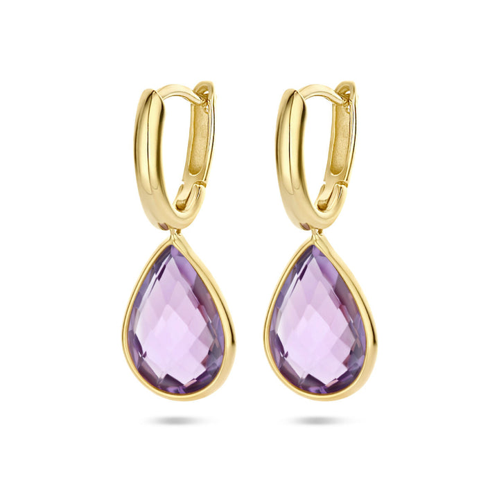 drop earrings amethyst 14K yellow gold