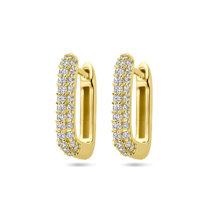 Vergulde zilveren klapoorringen met zirkonia – 14 mm