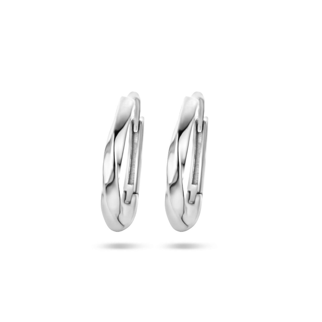 drop earrings twisted silver rhodium plated