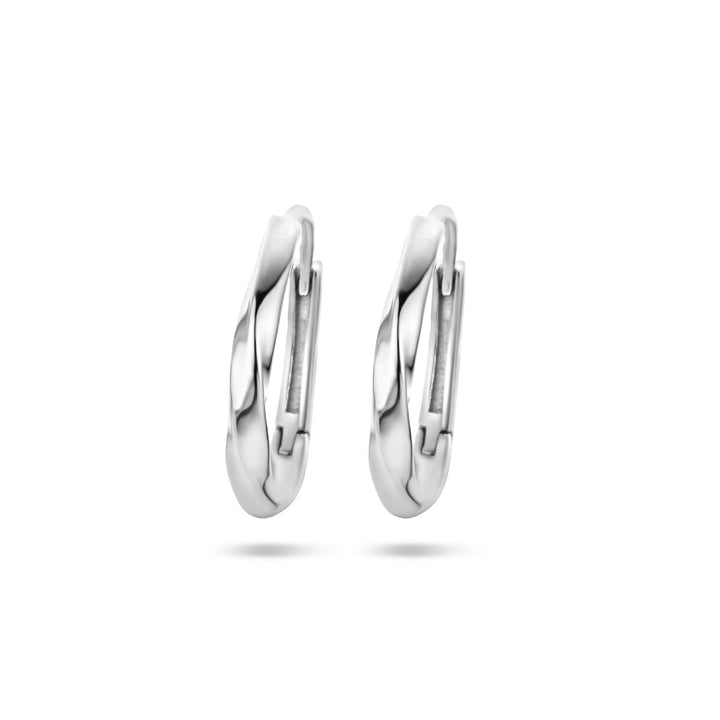 drop earrings twisted silver rhodium plated