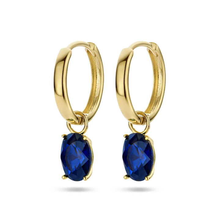drop earrings blue zirconia 14K yellow gold