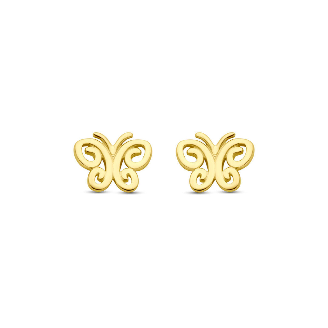 oorknoppen vlinders 5,5 mm 14K geelgoud