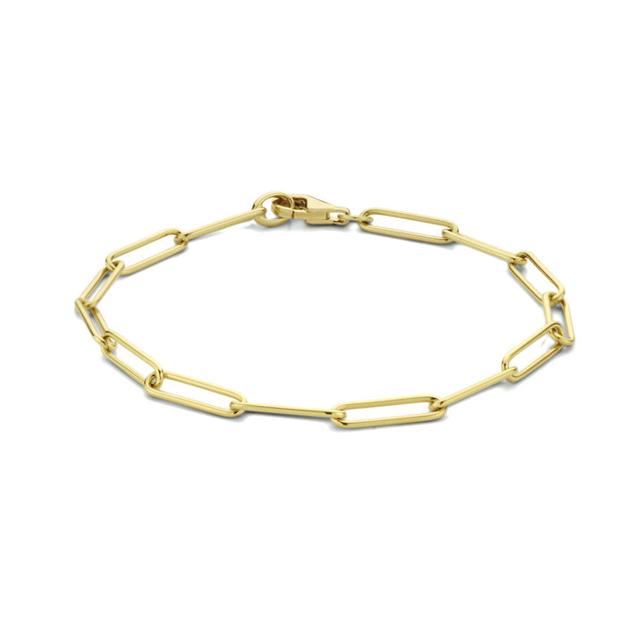 bracelet paper clip round solid 3.9 mm 19 cm 14K yellow gold