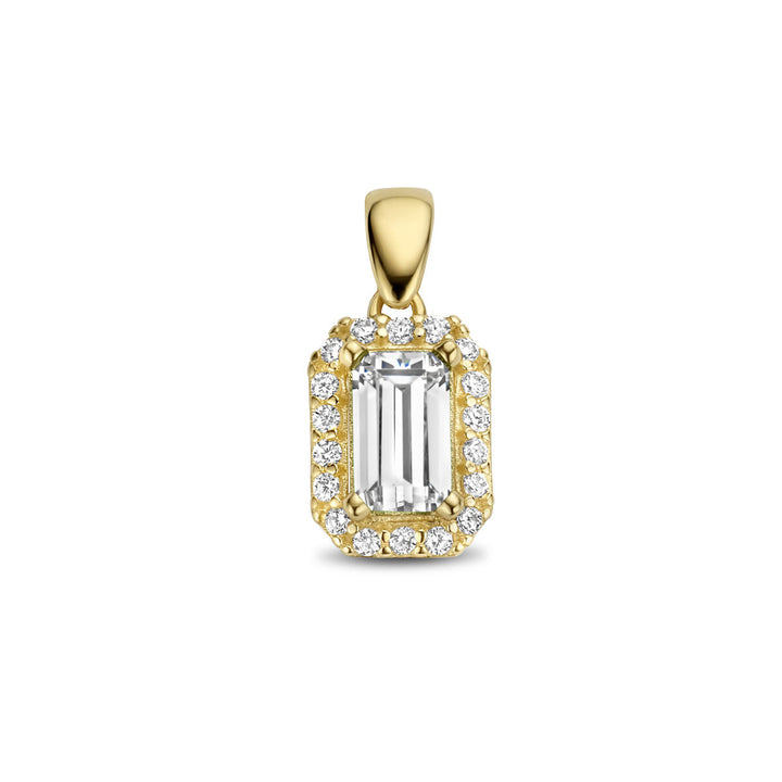 pendant zirconia halo 14K yellow gold