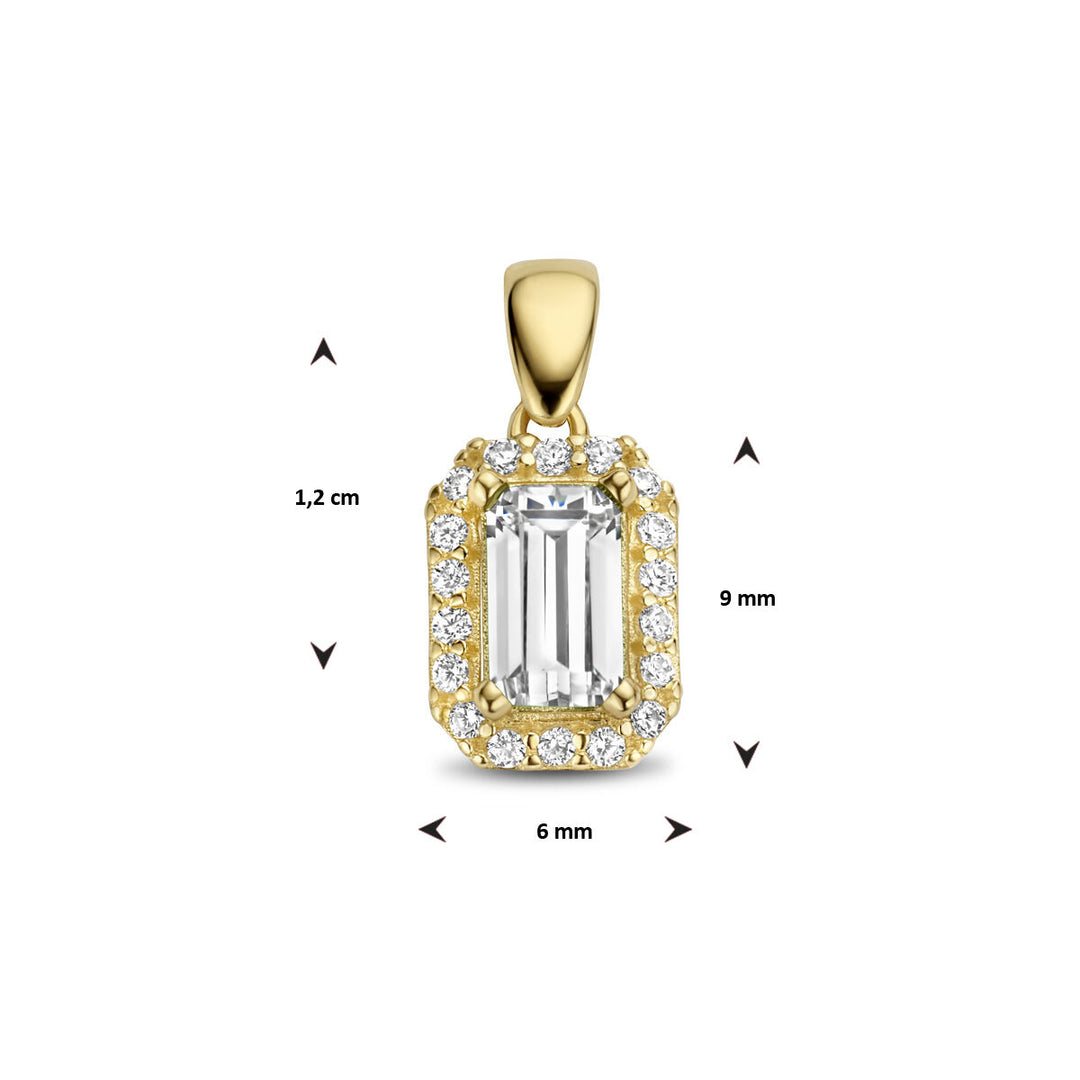 pendant zirconia halo 14K yellow gold
