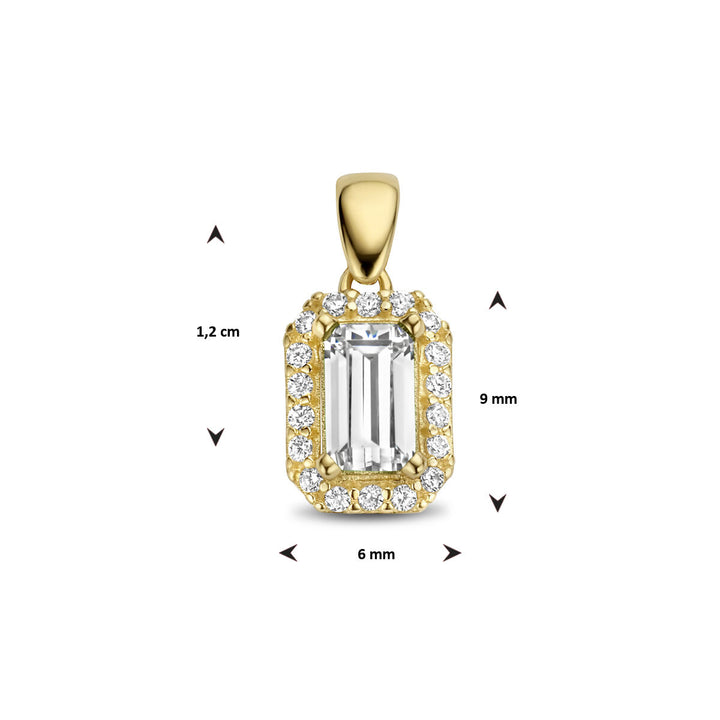pendant zirconia halo 14K yellow gold