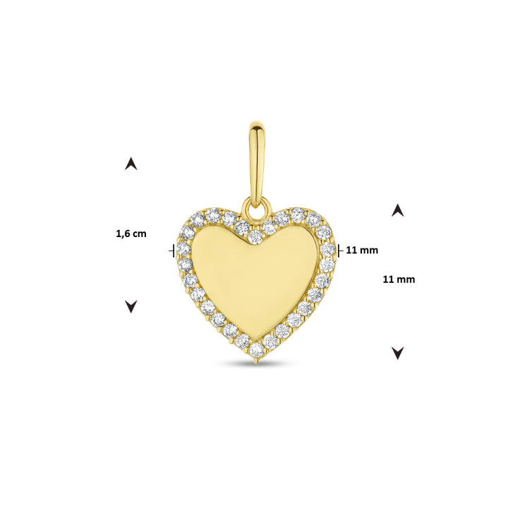 pendant heart zirconia 14K yellow gold